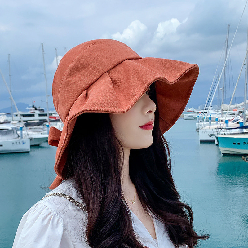 BK00022 หมวกบักเก็ตเลดี้โบว์หลัง Summer Sunbonnet BK00022 หมวกบักเก็ตเลดี้โบว์หลัง Summer Sunbonnet