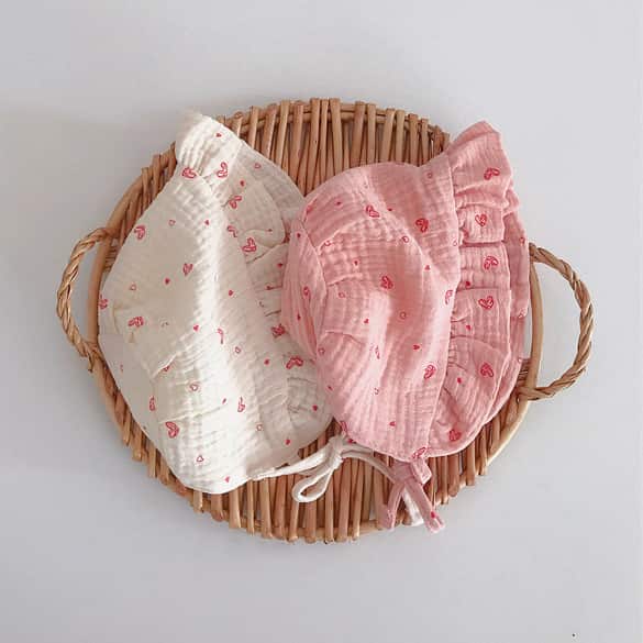 H00090 หมวกถักผ้าฝ้ายสำหรับเด็กผู้หญิงอายุ 0-1 ปี
