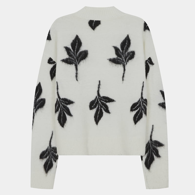 ML2208 ฤดูใบไม้ร่วงครึ่งคอเต่า Mohair Leaf เสื้อกันหนาวถักจัมเปอร์ ML2208 ฤดูใบไม้ร่วงครึ่งคอเต่า Mohair Leaf เสื้อกันหนาวถักจัมเปอร์