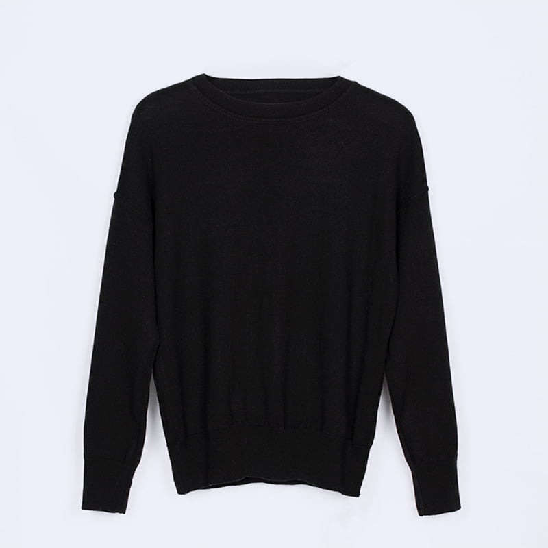 SM-K0048 จัมเปอร์ถักคอกลมแขนยาวตัวอักษร Jacquard สำหรับผู้หญิง