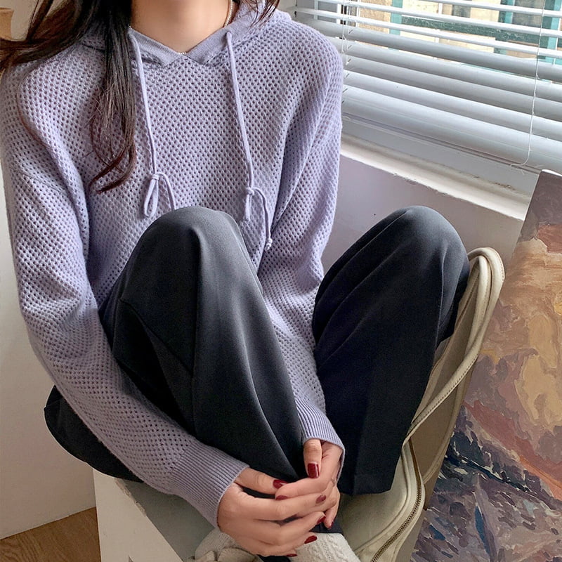 SM-K0018 เสื้อกันหนาวมีฮู้ดคลุมด้วยผ้าฤดูใบไม้ผลิสำหรับผู้หญิงจัมเปอร์ถัก SM-K0018 เสื้อกันหนาวมีฮู้ดคลุมด้วยผ้าฤดูใบไม้ผลิสำหรับผู้หญิงจัมเปอร์ถัก