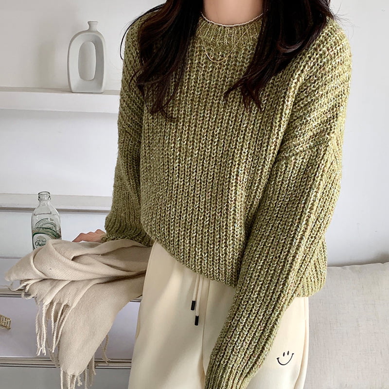 SM-K0028 จัมเปอร์ถักแขนยาว Lazy Crew Neck สีสันสดใส SM-K0028 จัมเปอร์ถักแขนยาว Lazy Crew Neck สีสันสดใส