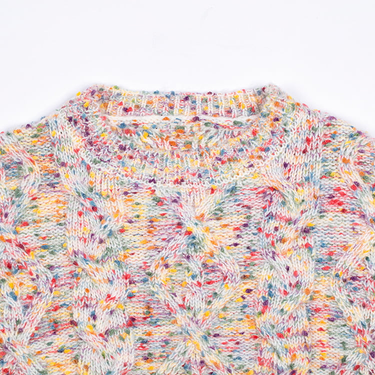 SM-K0033 เสื้อสเวตเตอร์คอเต่าทรงหลวมลายจุดสีสันสดใส SM-K0033 เสื้อสเวตเตอร์คอเต่าทรงหลวมลายจุดสีสันสดใส