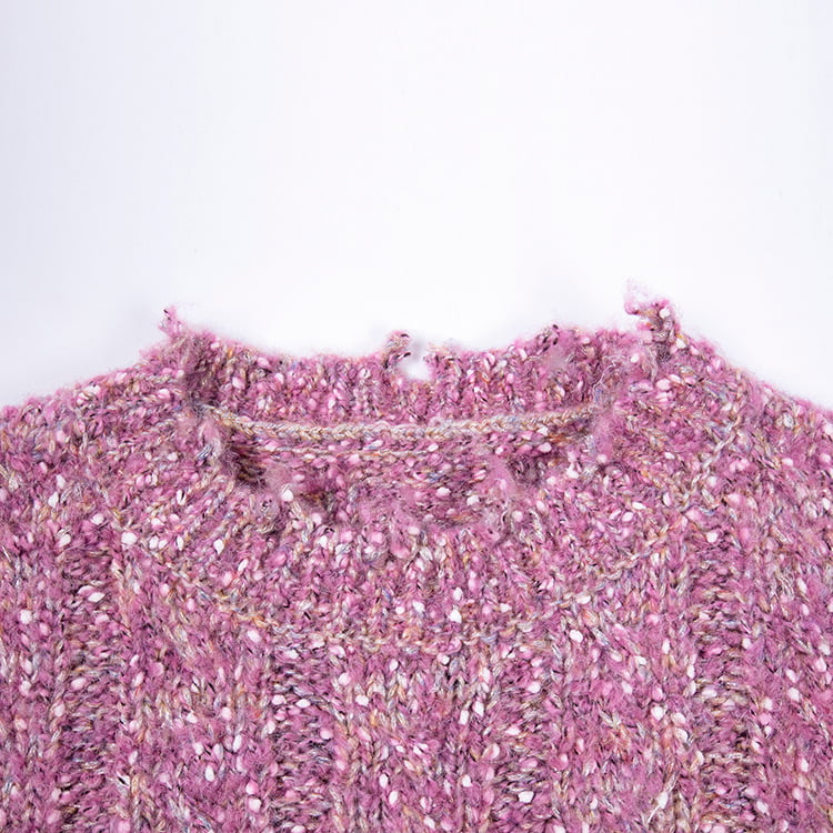 SM-K0037 ฤดูใบไม้ผลิและฤดูใบไม้ร่วงคอกลมคอ Hem Raw Notch ผู้หญิงถักจัมเปอร์ SM-K0037 ฤดูใบไม้ผลิและฤดูใบไม้ร่วงคอกลมคอ Hem Raw Notch ผู้หญิงถักจัมเปอร์