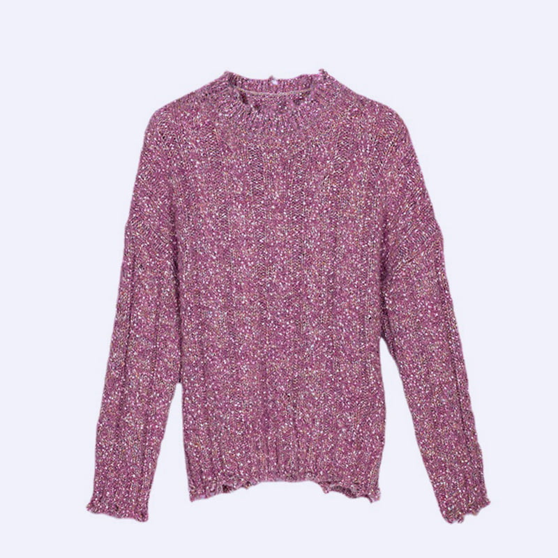 SM-K0037 ฤดูใบไม้ผลิและฤดูใบไม้ร่วงคอกลมคอ Hem Raw Notch ผู้หญิงถักจัมเปอร์ SM-K0037 ฤดูใบไม้ผลิและฤดูใบไม้ร่วงคอกลมคอ Hem Raw Notch ผู้หญิงถักจัมเปอร์