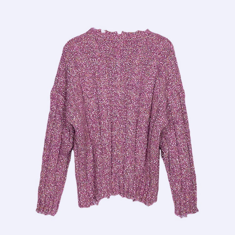 SM-K0037 ฤดูใบไม้ผลิและฤดูใบไม้ร่วงคอกลมคอ Hem Raw Notch ผู้หญิงถักจัมเปอร์ SM-K0037 ฤดูใบไม้ผลิและฤดูใบไม้ร่วงคอกลมคอ Hem Raw Notch ผู้หญิงถักจัมเปอร์