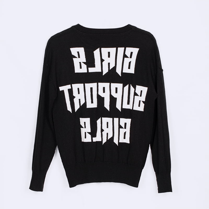 SM-K0048 จัมเปอร์ถักคอกลมแขนยาวตัวอักษร Jacquard สำหรับผู้หญิง SM-K0048 จัมเปอร์ถักคอกลมแขนยาวตัวอักษร Jacquard สำหรับผู้หญิง