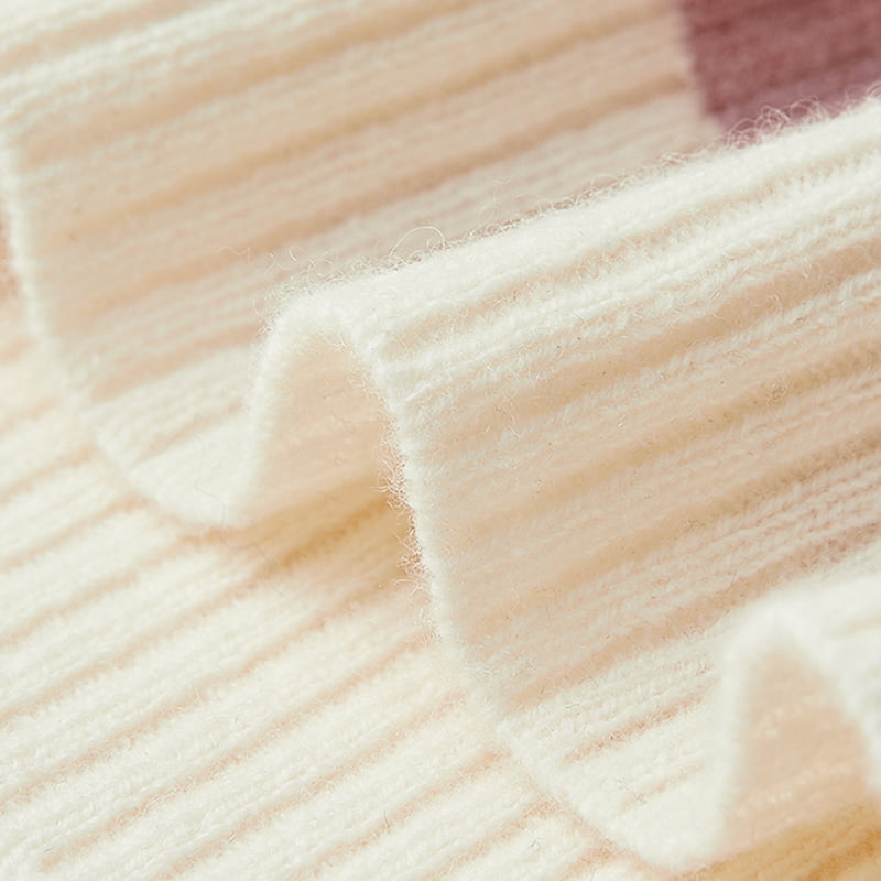 ML2204 เสื้อแจ็คเก็ตคาร์ดิแกนถักคอวีลายทางสีชมพูและสีขาว ML2204 เสื้อแจ็คเก็ตคาร์ดิแกนถักคอวีลายทางสีชมพูและสีขาว