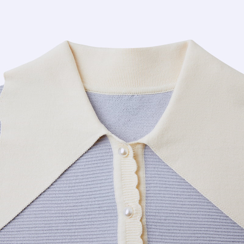 ML2210 เสื้อคาร์ดิแกนถักคอตุ๊กตาฝรั่งเศส หัวเข็มขัดมุก เส้นด้ายปั่นหลัก ML2210 เสื้อคาร์ดิแกนถักคอตุ๊กตาฝรั่งเศส หัวเข็มขัดมุก เส้นด้ายปั่นหลัก