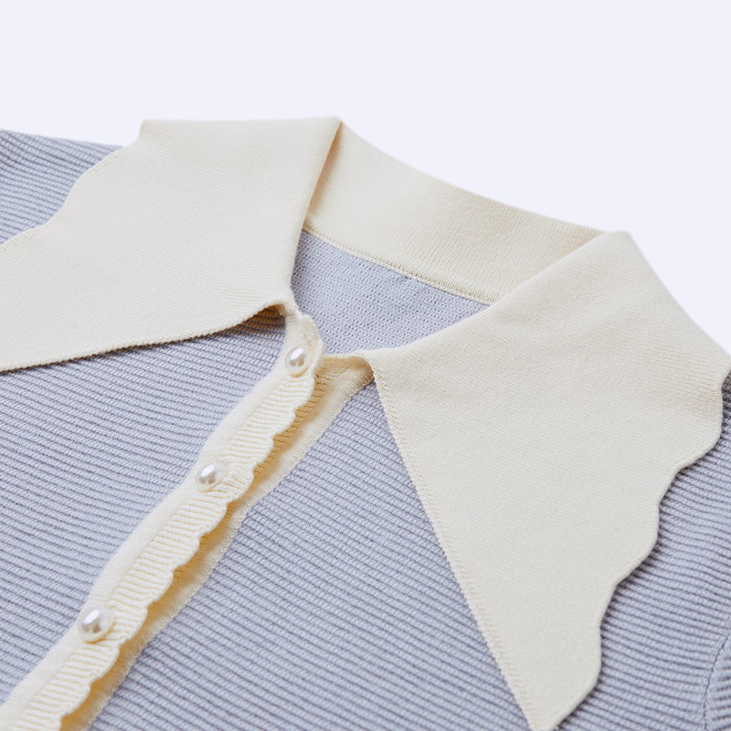 ML2210 เสื้อคาร์ดิแกนถักคอตุ๊กตาฝรั่งเศส หัวเข็มขัดมุก เส้นด้ายปั่นหลัก ML2210 เสื้อคาร์ดิแกนถักคอตุ๊กตาฝรั่งเศส หัวเข็มขัดมุก เส้นด้ายปั่นหลัก