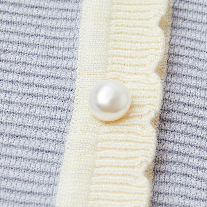 ML2210 เสื้อคาร์ดิแกนถักคอตุ๊กตาฝรั่งเศส หัวเข็มขัดมุก เส้นด้ายปั่นหลัก ML2210 เสื้อคาร์ดิแกนถักคอตุ๊กตาฝรั่งเศส หัวเข็มขัดมุก เส้นด้ายปั่นหลัก