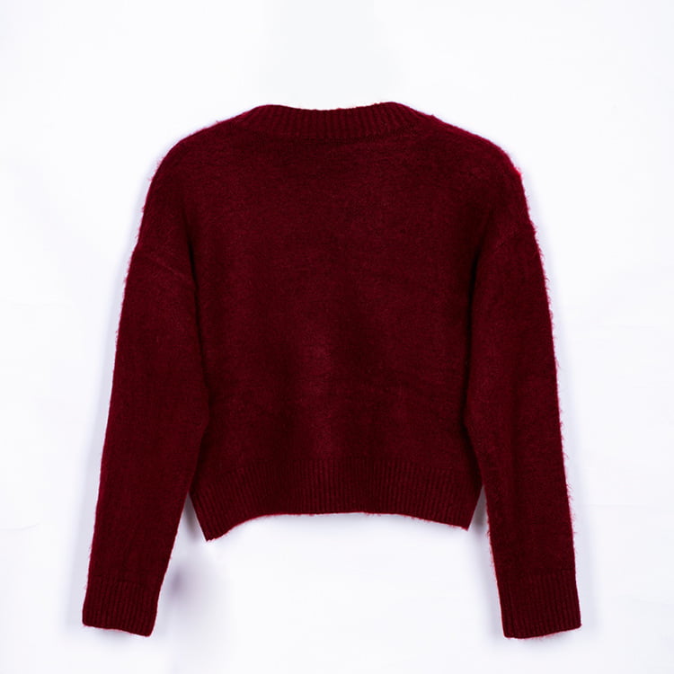 SM-K0030 ฤดูใบไม้ร่วง/ฤดูหนาว Jacquard Flecked Contrast สีผู้หญิงหนาถักเสื้อสเวตเตอร์ถัก SM-K0030 ฤดูใบไม้ร่วง/ฤดูหนาว Jacquard Flecked Contrast สีผู้หญิงหนาถักเสื้อสเวตเตอร์ถัก