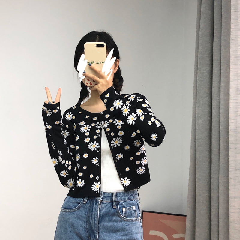 SM-K0009 Small Daisy ถักเสื้อกันหนาวผู้หญิง Slim ถักเสื้อสเวตเตอร์ถัก SM-K0009 Small Daisy ถักเสื้อกันหนาวผู้หญิง Slim ถักเสื้อสเวตเตอร์ถัก