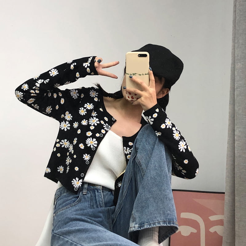 SM-K0009 Small Daisy ถักเสื้อกันหนาวผู้หญิง Slim ถักเสื้อสเวตเตอร์ถัก SM-K0009 Small Daisy ถักเสื้อกันหนาวผู้หญิง Slim ถักเสื้อสเวตเตอร์ถัก