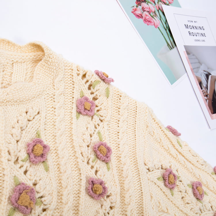 SM-K0008 หลวม Retro Manual Hook เสื้อแขนยาวผู้หญิงเสื้อสเวตเตอร์ถักถัก SM-K0008 หลวม Retro Manual Hook เสื้อแขนยาวผู้หญิงเสื้อสเวตเตอร์ถักถัก