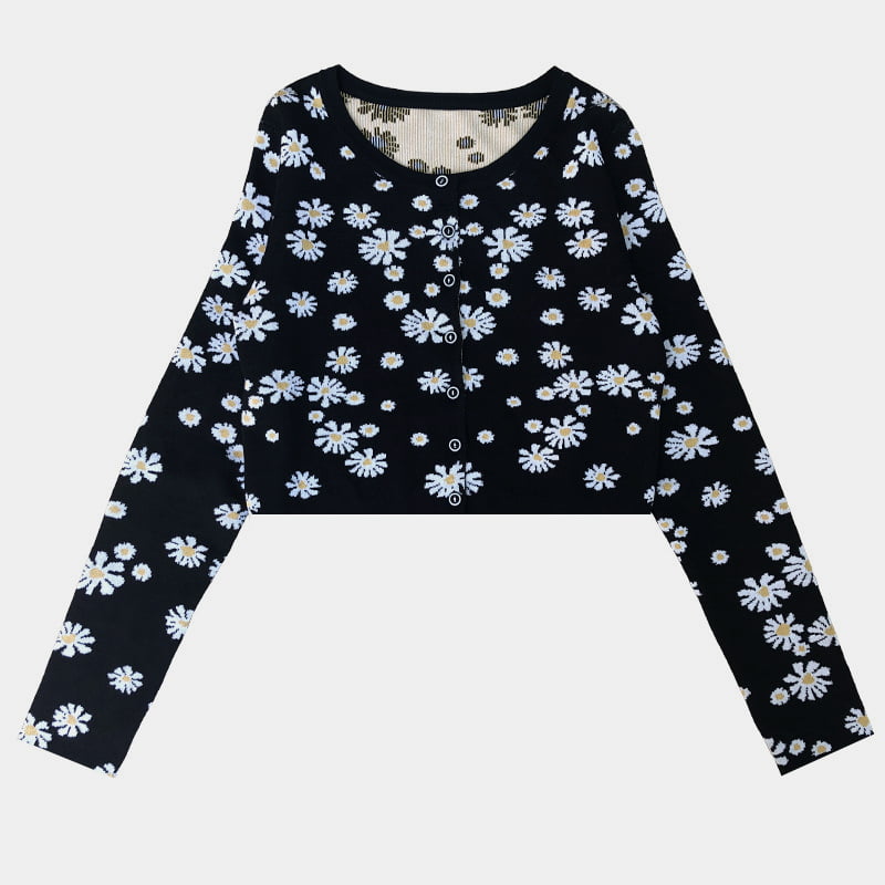 SM-K0009 Small Daisy ถักเสื้อกันหนาวผู้หญิง Slim ถักเสื้อสเวตเตอร์ถัก