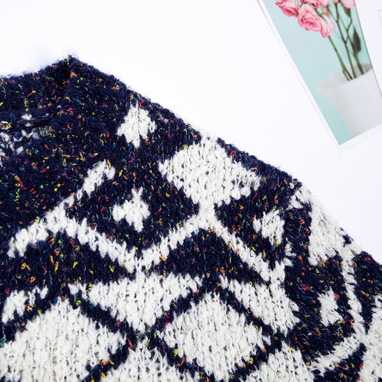 SM-K0036 คาร์ดิแกนถักลายจุดทรงเรขาคณิตของผู้หญิงในฤดูใบไม้ร่วงและฤดูหนาวสวมด้านนอก SM-K0036 คาร์ดิแกนถักลายจุดทรงเรขาคณิตของผู้หญิงในฤดูใบไม้ร่วงและฤดูหนาวสวมด้านนอก