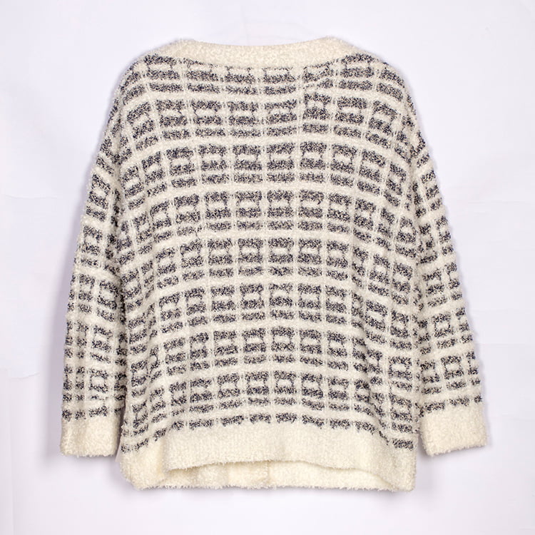 SM-K0041 คาร์ดิแกนถักผ้าโมแฮร์ลายตารางขาวดำ สไตล์เกาหลี Lazy Style SM-K0041 คาร์ดิแกนถักผ้าโมแฮร์ลายตารางขาวดำ สไตล์เกาหลี Lazy Style