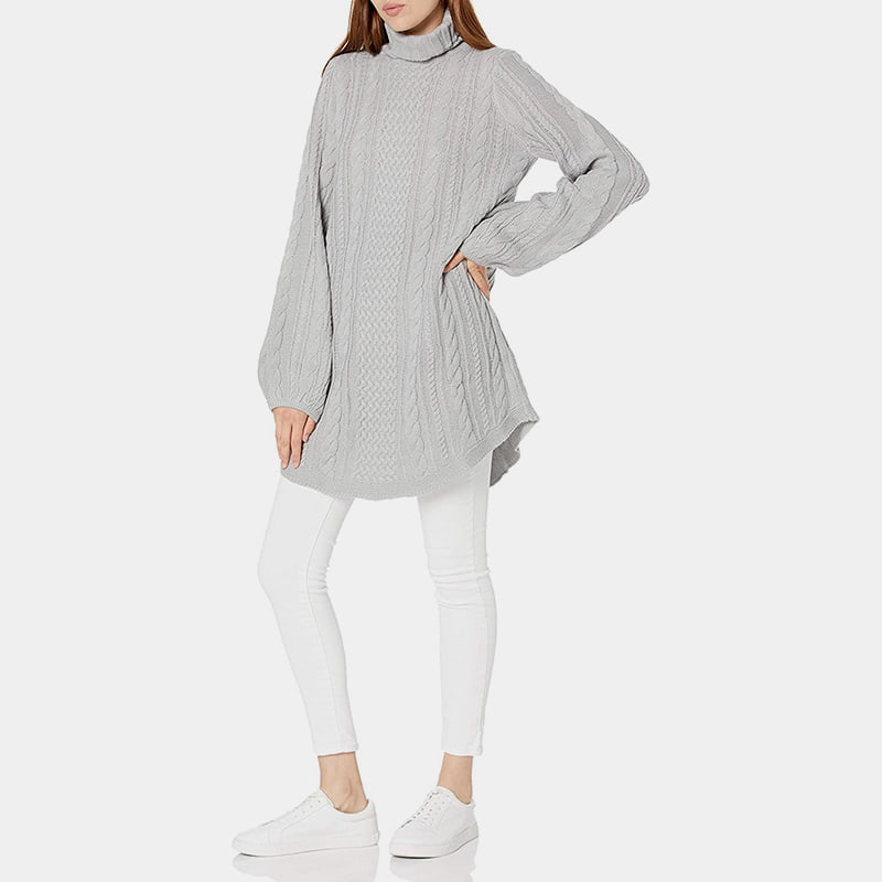 SM-K0053 จัมเปอร์ถักแขนโคมไฟหลวมปกสูง