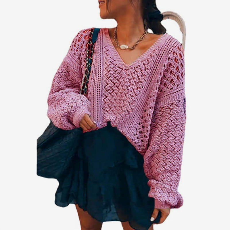 SM-K0082 เสื้อกันหนาวเสื้อสวมหัวถักกลวงคอวีสีทึบจัมเปอร์ถัก SM-K0082 เสื้อกันหนาวเสื้อสวมหัวถักกลวงคอวีสีทึบจัมเปอร์ถัก