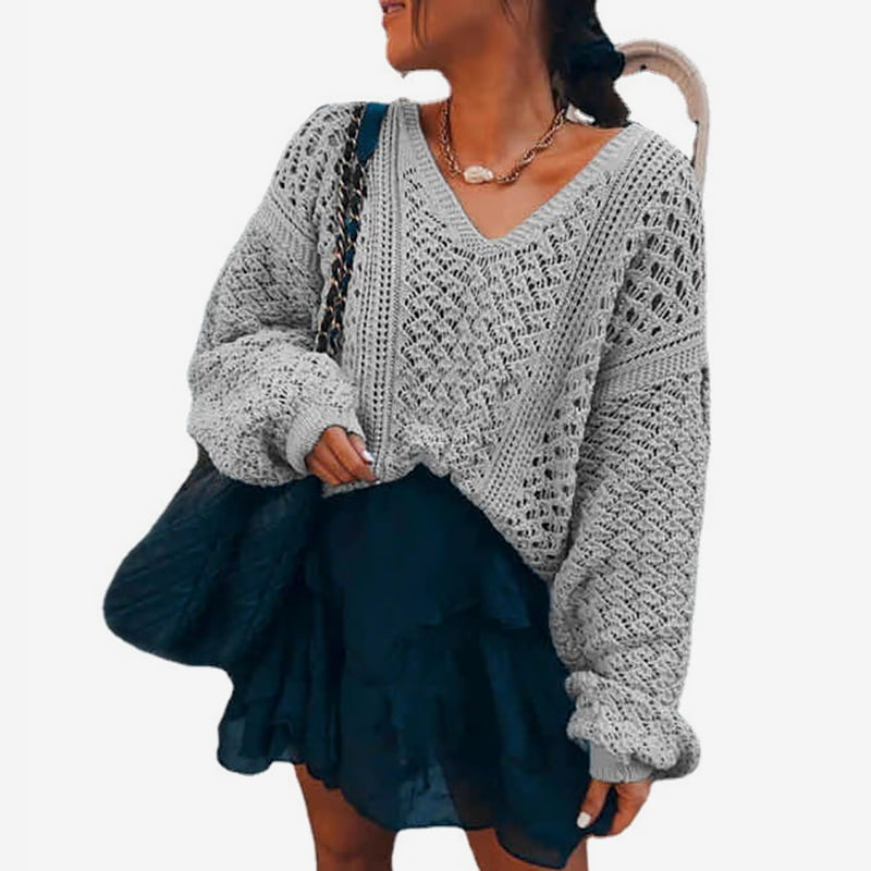 SM-K0082 เสื้อกันหนาวเสื้อสวมหัวถักกลวงคอวีสีทึบจัมเปอร์ถัก SM-K0082 เสื้อกันหนาวเสื้อสวมหัวถักกลวงคอวีสีทึบจัมเปอร์ถัก