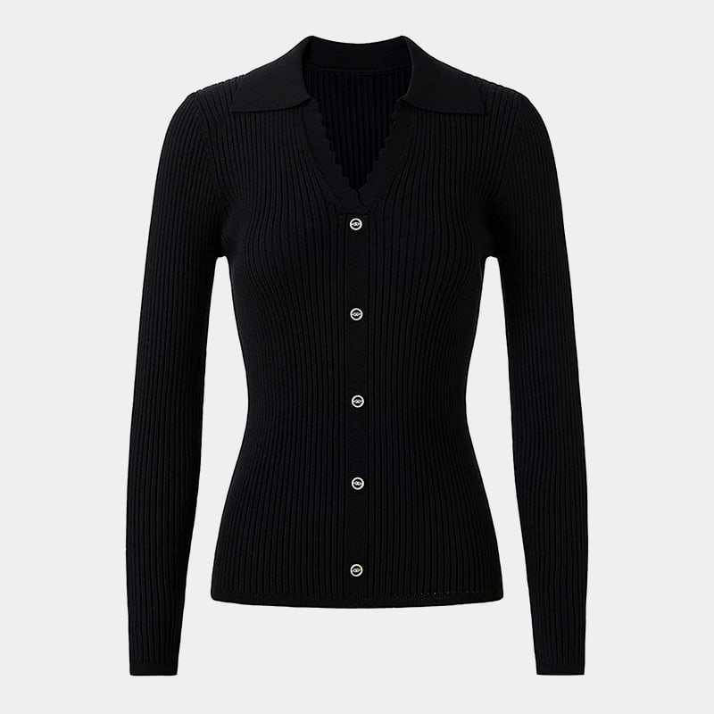 SM-K0064 จั๊มเปอร์ผ้าถักบางแขนยาวคอวีตกแต่ง SM-K0064 จั๊มเปอร์ผ้าถักบางแขนยาวคอวีตกแต่ง