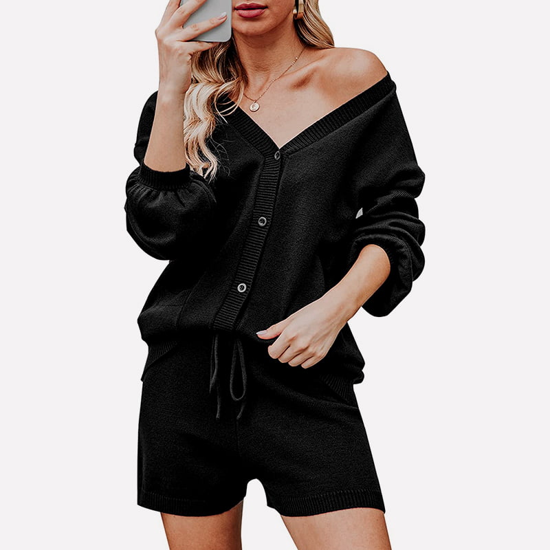 SM-K0092 เสื้อสูทขาสั้นแขนโคมไฟคอวีอารมณ์ SM-K0092 เสื้อสูทขาสั้นแขนโคมไฟคอวีอารมณ์