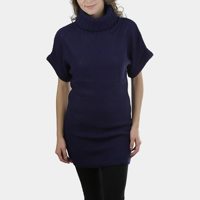 SM-K0067 จัมเปอร์ถักแขนสั้นคอปกสูงธรรมดา SM-K0067 จัมเปอร์ถักแขนสั้นคอปกสูงธรรมดา