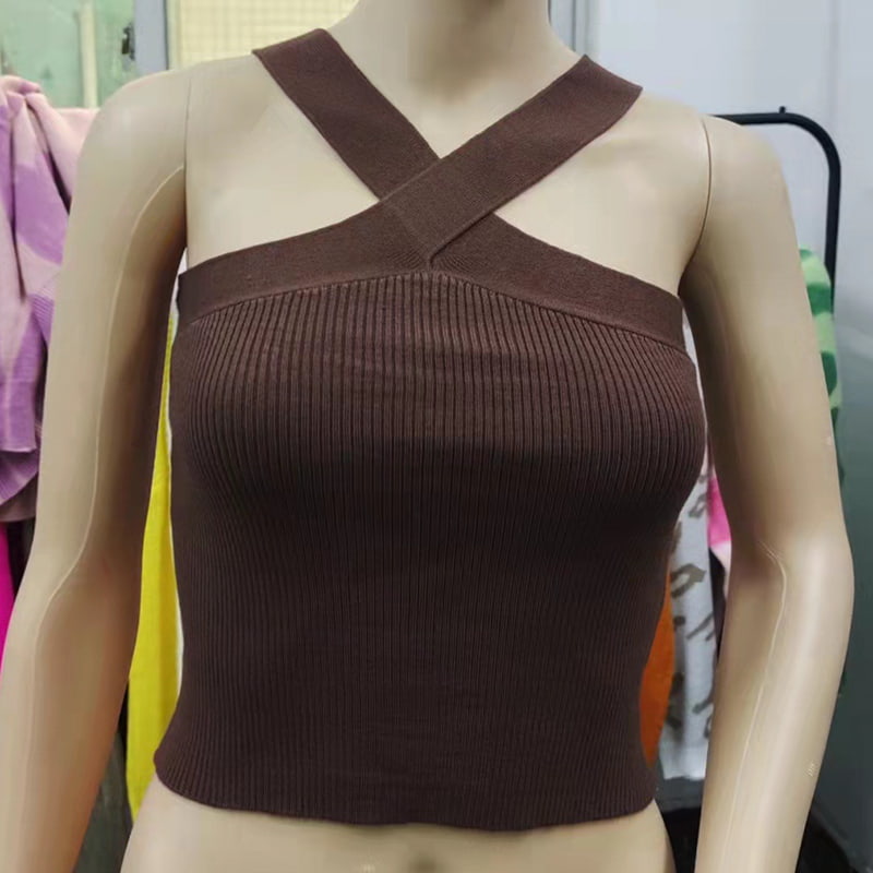 SM-K0106 เสื้อกล้ามถักแขนกุดคอแขวนสายไขว้ SM-K0106 เสื้อกล้ามถักแขนกุดคอแขวนสายไขว้