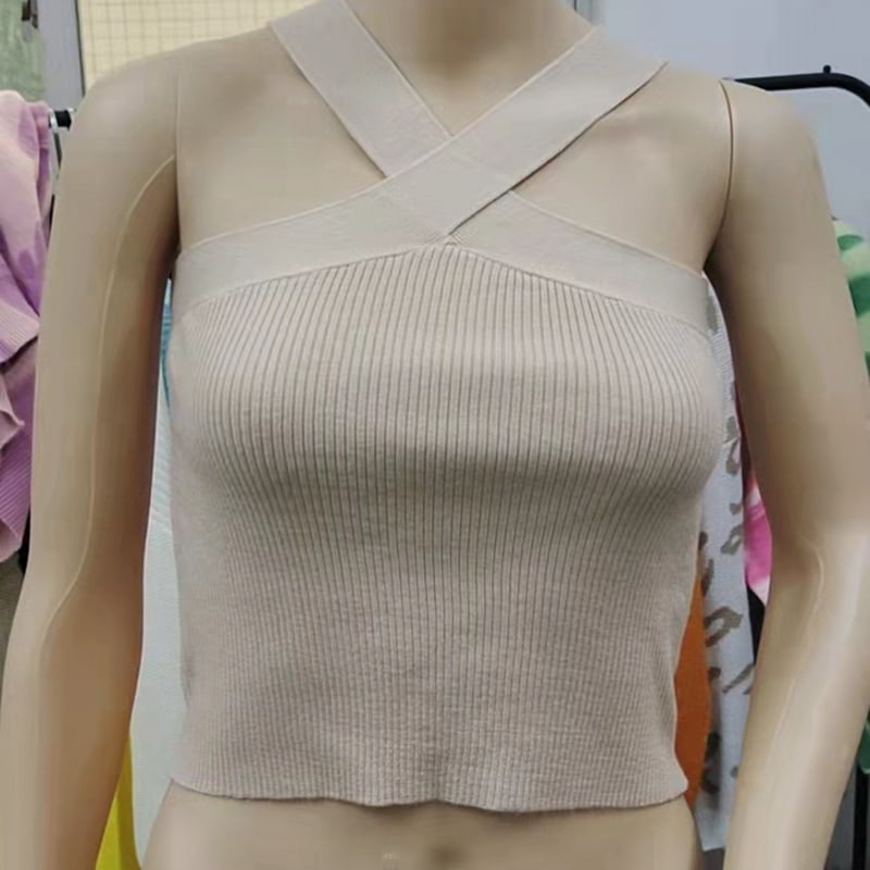 SM-K0106 เสื้อกล้ามถักแขนกุดคอแขวนสายไขว้ SM-K0106 เสื้อกล้ามถักแขนกุดคอแขวนสายไขว้